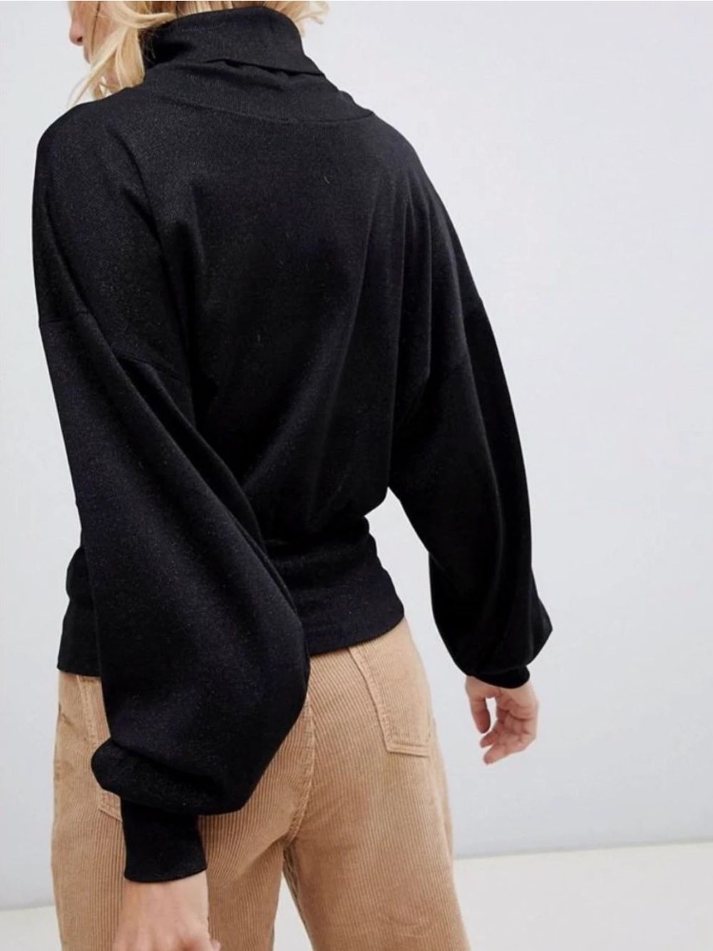 Free People Black Draped Cowl Neck Hoodie
